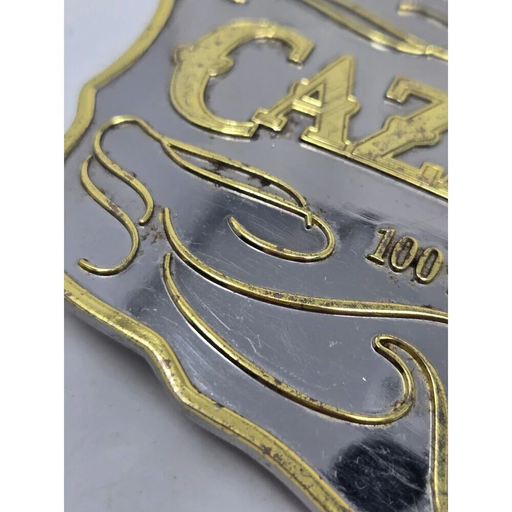 VINTAGE PROMOTIONAL BELT BUCKLE CAZADORES TEQUILA SILVER GOLD TONE MENSWEAR MENS